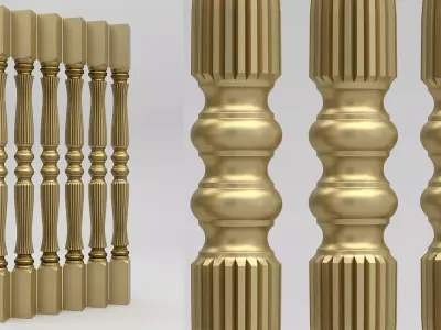 Carved Baluster 3D model 3