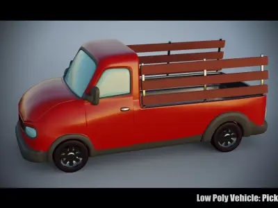 Low Poly Vehicle - PickupTruck Low-poly 3D model