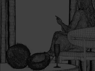 3D Blender Project Interior Coconut Day 3D model