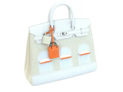 Hermes Birkin Faubourg Bag Cream Low-poly 3D model