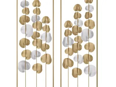 Ercer41 2 piece metal framed leaf wall decor 3D model