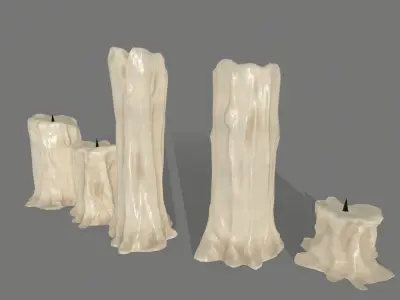 candle set of candlesticks Low-poly 3D model