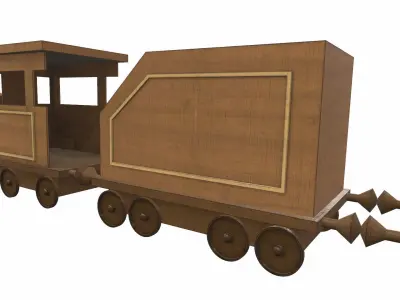 Wooden train toy 5 Free 3D model
