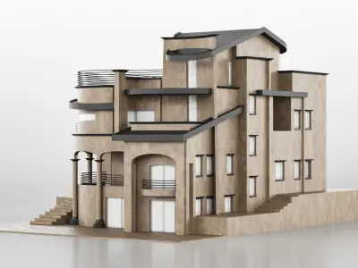 Three Story House Low-poly 3D model
