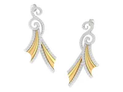 Women Drop Earrings 3dm STL OBJ FBX Renders Details 3D print model 2