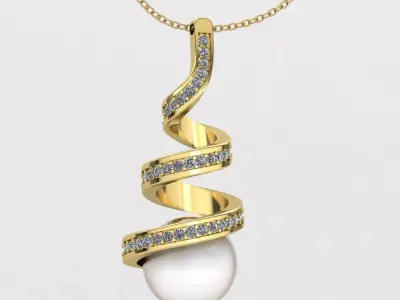 twisted pendant with pearal 3D print model