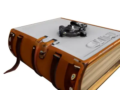 Vintage Leather Journal with Compass Charm Low-poly 3D model