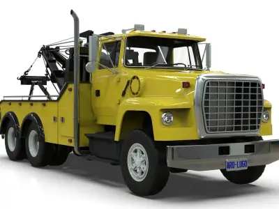 L9000 Tandem Axle Tow Truck 3D Model with Holmes 850 Wrecker 3D model