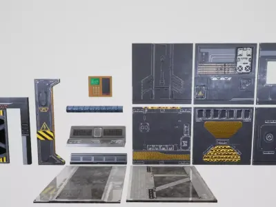 Modular Sci-Fi Environment Low-poly Kitbash  Low-poly 3D model