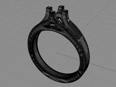 D-1696 solitaire diamond engagement ring gold 3D print model