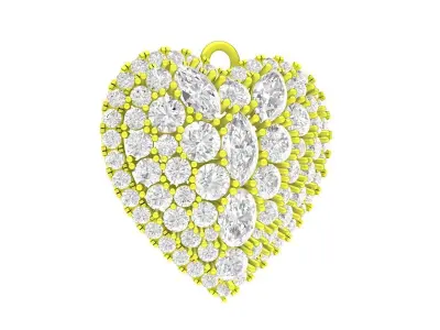 A7266 Diamond Heart Pendant 3D Model 3D print model