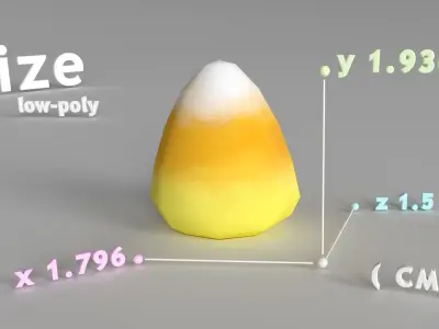 Candy Corn 3D Model for Halloween and Holiday Decorations Low-poly 3D model