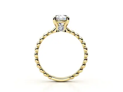 cr-03 gold engagement ring with round brilliant cut diamond 3D print model