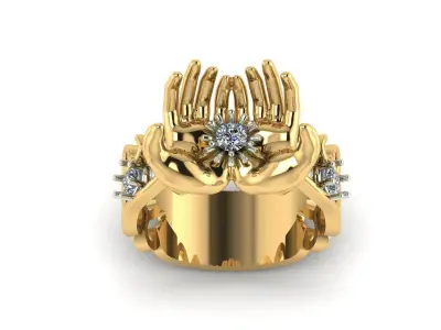 Flower in Hand Ring  3D print model
