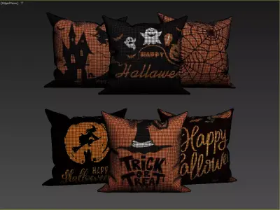 Halloween Decorative Pillow Collection with Spooky Designs 3D model