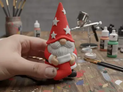 Christmas Gnome with Stocking Festive Holiday Figurine 3D print model
