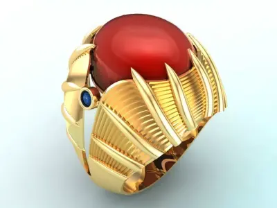  Mens oval stone ring - Mens ring - N230 3D print model