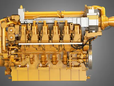 C280 Engine - V12 Industrial Diesel Engine 3D model