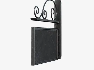 Signboard wrought iron sign with scrolls 3D model