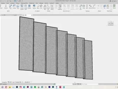 Curtain wall Revit Family - Perforated Metal Panel Sun  Shading 3D model