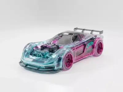 Neon Ghost Drift Racer 3D Model Low-poly 3D model