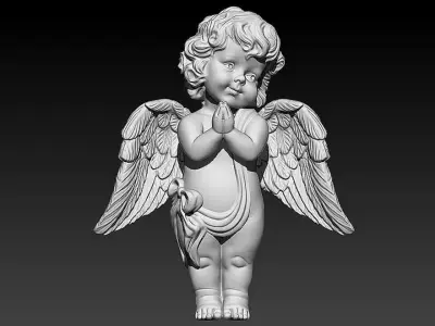 praying baby angel statue Sculpture jewelry gold 3D print model