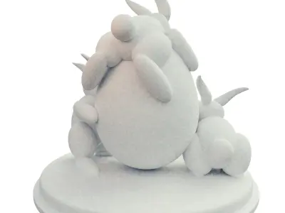 Three Rabbits Holding an Egg 3D print model