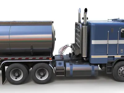 Freightliner Powerliner fuel trailer Low-poly 3D model