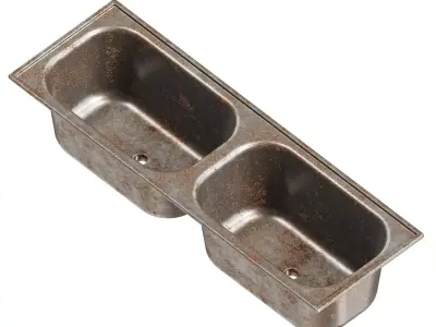 Rusty Double Bowl Kitchen Sink 3D model