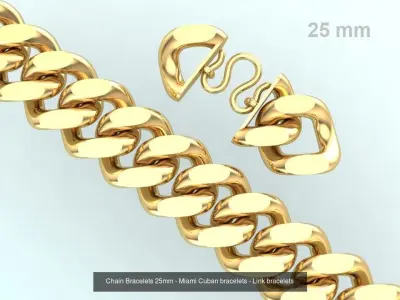 Chain Bracelets 15-20-25 mm-Miami Cuban bracelets-Link bracelets 3D Model Collection