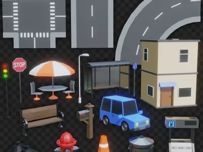 Low Poly City Asset Pack 3D model