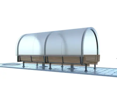 alcove outdoor bench with glass roof 3D model