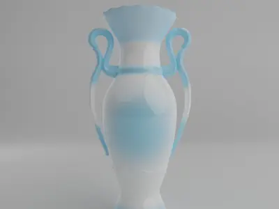 White and blue porcelain vase PBR Free 3D model