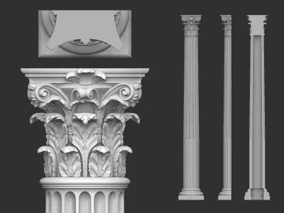  columns decoration collection  Low-poly 3D model