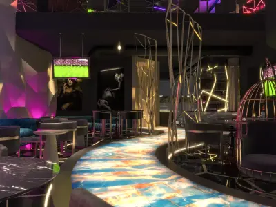 Modern Cigar Lounge and Cafe Bar Interior 3D Model 3D model