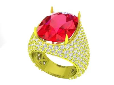 Luxury Korean Style Oval Diamond Men Ring 3D Model A7609 3D print model