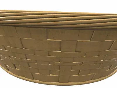 Wooden wicker basket 5 3D model