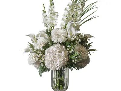 Flower Set 080 tall bouquet gladiolus dahlia hydrangea 3D model