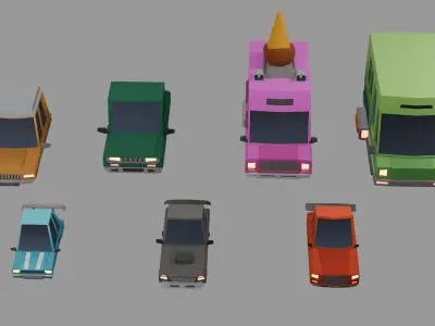 Low Poly 3D Car Model Pack Low-poly 3D model