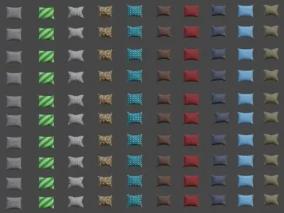 300 pillows collection  Low-poly 3D model