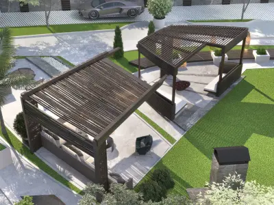 Landscape garden and outdoor area 3D model