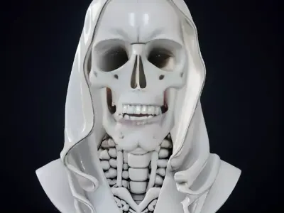 Veiled Bride Skull Bust 3D Model -STL Printable Gothic Sculpture 3D print model