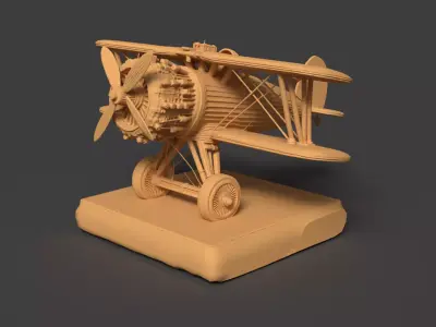  Chinese wooden airplane figure    Low-poly 3D model