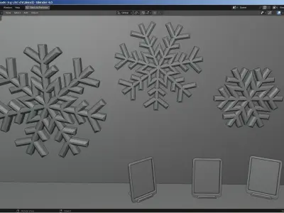 Modern Christmas Tree - Decoration - Fireplace Low-poly 3D model