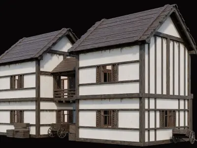 Medieval Village Pack 6 - 4 Assets - 4K Textures Game Ready Low-poly 3D model