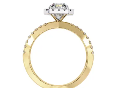 Halo setting radiant criss cross eternity diamond ring for women 3D print model