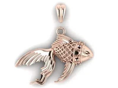 gold fish pendant 3D print model