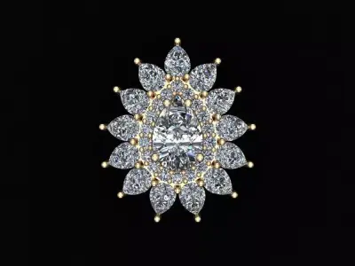 Diamond Pear Gold Pendant 3D print model