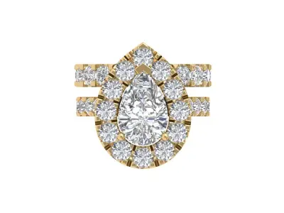  Pear Solitaire Ring Bridal set 3D print model