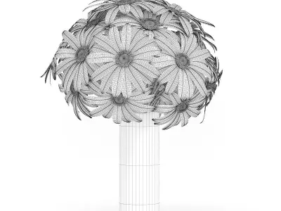 Daisies in Glass Vase 3D model